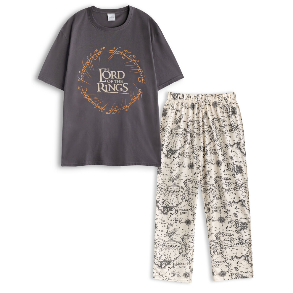 Lord Of The Rings (Small) Short Sleeve Long Leg Pyjama Set (Mens Black)