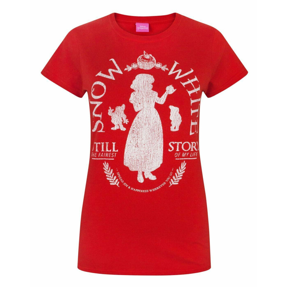 Disney (Large) Snow White & The Seven Dwarfs Short Sleeved T-Shirt (Womens Red)