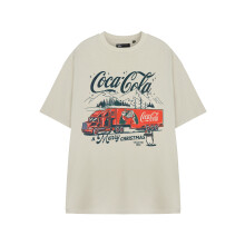 (Medium) Coca Cola Short Sleeved T-Shirt (Womens Beige)
