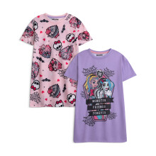 (5-6 Years) Monster High Multi-Pack of 2 Short Sleeve Nightdress (Girls Pink)