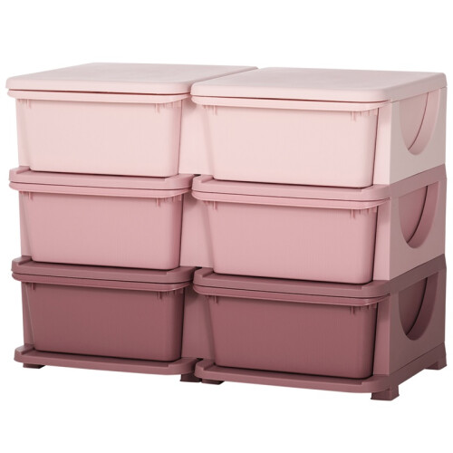 Kids Storage Unit, with Six Drawers - Pink 1