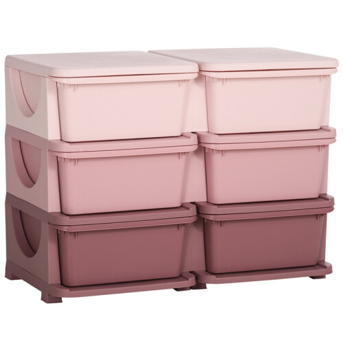 Kids Storage Unit, with Six Drawers - Pink