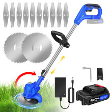 21V Electric Grass Trimmer with Battery, Telescopic Rod Home Garden Trimmer, Rechargeable Handheld Brush Cutter Strimmer