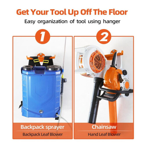 Backpack Leaf Blower Hanger,2pcs Backpack Sprayer Wall Mount,Chainsaw Wall Mount Accessories Garage Organization Storage 2