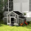 PawHut PawHut Chicken Coop with Nesting Box, Openable Top, Pull-Out Tray, Grey 2