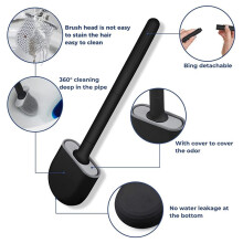 Escobillas de BañO y Soportes de Primera Calidad, Paquete 2,Montado en la Pared (sin Agujeros de PerforacióN), Escobilla de Silicona para Inodoro de