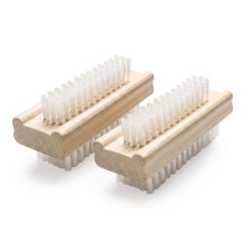 (Set of 2) GEEZY Double Sided Wooden Nail Scrubbing Brushes Soft Bristles Heavy Duty Nail Brushes