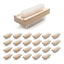 (Set of 24) GEEZY Double Sided Wooden Nail Scrubbing Brushes Soft Bristles Heavy Duty Nail Brushes