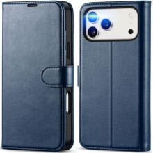 Étui Portefeuille - TECHTA - pour iPhone 17 Pro Max - Pochette Fermeture Magnétique Cuir PU - Bleu