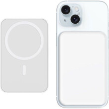 Batterie externe magnétique TECHTA sans fil pour iPhone 17/16/15/14/13/12 et pour Samsung compatibles - Blanc