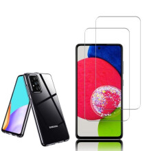 Coque silicone gel UltraSlim - VCOMP - Samsung Galaxy A52S 5G - Transparent - 2x Films Verre Trempé