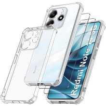 Coque TECHTA pour Xiaomi Redmi Note 14 5G + 2 verres trempés - TPU Transparente
