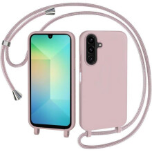 TECHTA Coque pour Samsung Galaxy A26 5G avec Cordon, Collier Étui Silicone avec Tour de Cou Lanière en Corde Souple TPU - Rose