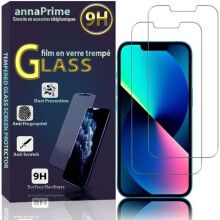 Film protection écran verre trempé - VCOMP - iPhone 14 6.1" - Pack 2 - Anti-bulles - Anti-rayures