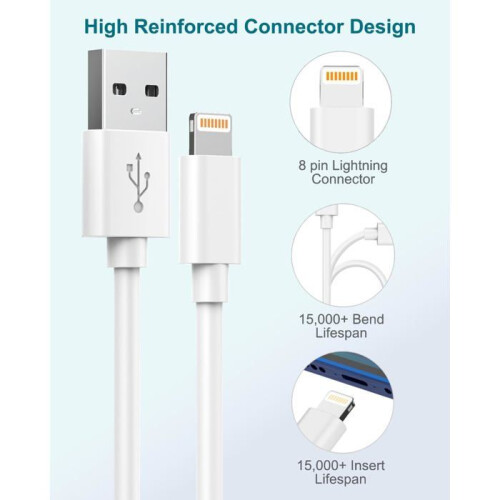 TECHTA Câble iPhone 1M/Lot de 3, Câble Chargeur iPhone Cable Lightning USB Cable iPhone 14 /13 Cordon iPhone Fil Chargeur Cable USB 1