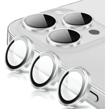 Protection caméra TECHTA pour iPhone 14 Pro/14 Pro Max - 9H Anti-rayures Argent