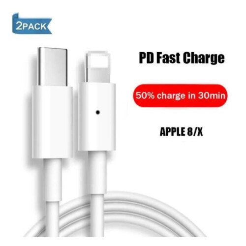 Câble Type-C vers Lightning - WOSHITE - 1m - Charge Rapide PD - 2 pièces - Compatible iPhone