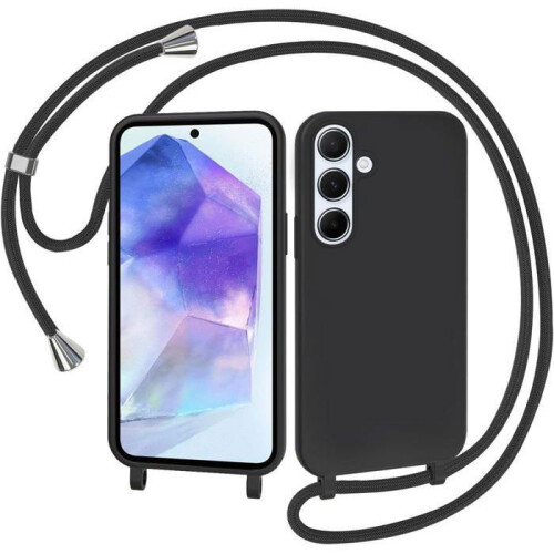 Coque - TECHTA - pour Samsung Galaxy A55 5G - Cordon - Souple - Noir