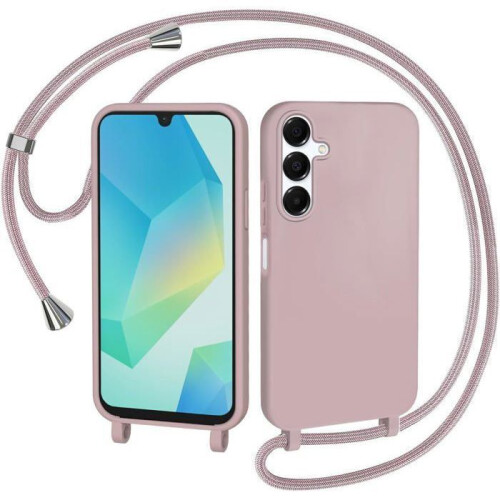 Coque avec cordon TECHTA pour Samsung Galaxy A16 5G – Silicone souple – Rose