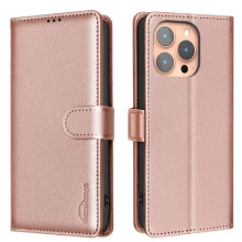 Etui Portefeuille - BOONGET - iPhone 16 Pro - PU cuir synthétique - 3 emplacements cartes - Béquille réglable