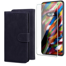 Coque et verre trempé - NO BRAND - Pour iPhone 16 - Étui portefeuille cuir PU - Fermeture magnétique - Protection 360