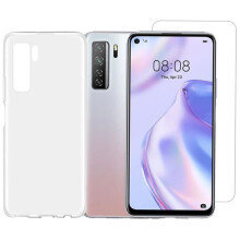 Coque silicone + verre trempé - 123 - Huawei P40 Lite 5G (6.5") - Protection antichoc - Anti-rayure - Transparent 0.26mm