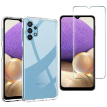 Coque silicone + verre trempé - 123 - Galaxy A32 5G (6,5") - Protection antichoc - Verre trempé 9H 0,26 mm - Transparent