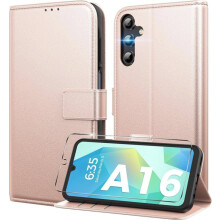 Étui Portefeuille - TECHTA - pour Samsung Galaxy A16 5G/4G - Verre Trempé Inclus - Pochette Fermeture Magnétique Cuir PU - Rose