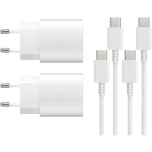 25W Chargeur Rapide pour Samsung Galaxy S24 S23 S22 S21 S20 S10 A14 A23 A34 A54 A53 Z Fold Flip 4/5, (Blanc 2 Pack)