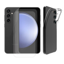 Verre trempé + coque - Yuan Yuan - Samsung Galaxy S23 FE 5G SM-S711B 6.4" - Lot 2 verres - Coque silicone transparente - 9H 0.26mm