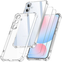 Coque - TECHTA - pour Samsung Galaxy S24 FE - 2 Verres Trempés - Silicone - Coins renforcés - Protection écran - Transparent