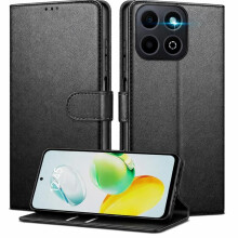 Étui Portefeuille - TECHTA - pour Honor 200 Smart - Pochette Fermeture Magnétique Cuir PU - Noir