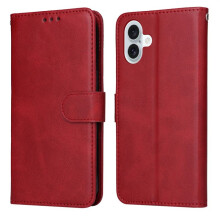 Etui de téléphone - RASENA - iPhone 16 Plus - Portefeuille aimanté - 3 fentes cartes - TPU+cuir PU - Rouge