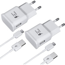 Chargeur avec Câble de Charge USB Type-C, Charge Rapide pour Samsung Galaxy S8 S9 S10 A50 A51 A72 A12 A10e A32 A42(2-Pack , Blanc)