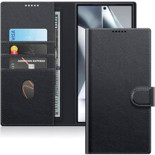 HOUSSE TÉLÉPHONE - ACUZINA - SAMSUNG S24 ULTRA - Cuir PU antichoc - 3 porte-cartes + fente billets - Fermoir magnétique