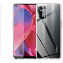 Coque + 2 verres trempés - 123 - Oppo A94 5G CPH2211 - Silicone souple - Blanc - Verre trempé 0.26mm