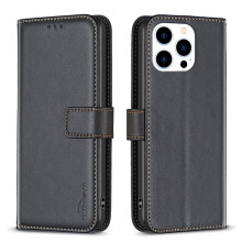 Coque pour Apple iPhone 16 Pro Max,PU Étui[Fentes pour Cartes][Fermeture Magnétique][Stand Fonction],Noir Style tendance k66