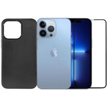 Coque et verre trempé - Yuan Yuan - iPhone 13 Pro - Silicone souple - Verre trempé 9H 0.26mm - Noir