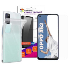 Coque silicone + verre trempé - Yuan Yuan - OPPO A52 6.5" - Protection antichoc - Verre 9H - Ultra-fin 0,26 mm