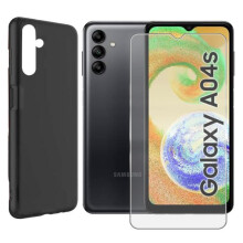 Coque de protection - Yuan Yuan - Samsung Galaxy A04S 4.5" - Silicone souple - Lot 2 verres trempé - Noir
