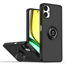 Coque pour Samsung Galaxy A06, Etui Téléphone Antichoc avec Anneau de Support,Case Cover - Noir- TECHTA