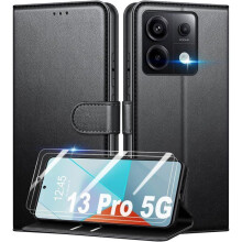 Étui Portefeuille - TECHTA - pour Xiaomi Redmi Note 13 Pro 5G - Pochette Fermeture Magnétique Cuir PU - Noir
