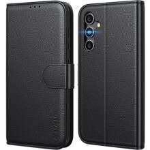 HOUSSE TÉLÉPHONE - ACUZINA - SAMSUNG S23FE - Cuir PU noir - Portefeuille RFID - Fermeture magnétique