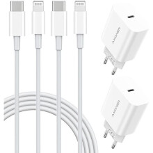 2*chargeur usb c 20w avec 2*câble iphone 1m[4 pack], compatible avec iphone 13 12 12 pro 12 mini 11 x xs xr 8 7p 6p 6s i[171]