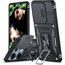 Coque - TECHTA - pour Xiaomi Redmi Note 13 Pro 4G - Antichoc - Coins renforcés - Anneau Support - Noir