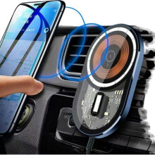 TECHTA Chargeur de voiture sans fil magnétique, support de téléphone pour grille d'aération pour iPhone 15/14/13/12 series