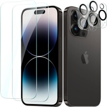 2 PIÈCES PROTECTION ÉCRAN VERRE TREMPÉ POUR IPHONE 14 PRO MAX AVEC 2 PIÈCES PROTECTEUR D'OBJECTIF DE CAMERA ARRIÈRE - TECHTA