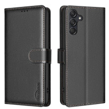 Étui Housse Portefeuille - BOONGET - Samsung Galaxy S24+ / S24 Plus 6.7 - PU cuir noir - 3 porte-cartes - Béquille magnétique