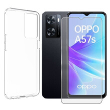Coque de protection - Yuan Yuan - Oppo A57S CPH2385 6.56" - Silicone souple - Verre trempé 9H - Transparent