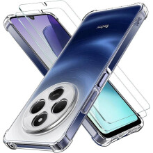 Coque - TECHTA - pour Redmi 14C/Redmi A4/Poco C75 - 2 Verres Trempés - Silicone - Coins renforcés - Protection écran - Transparent
